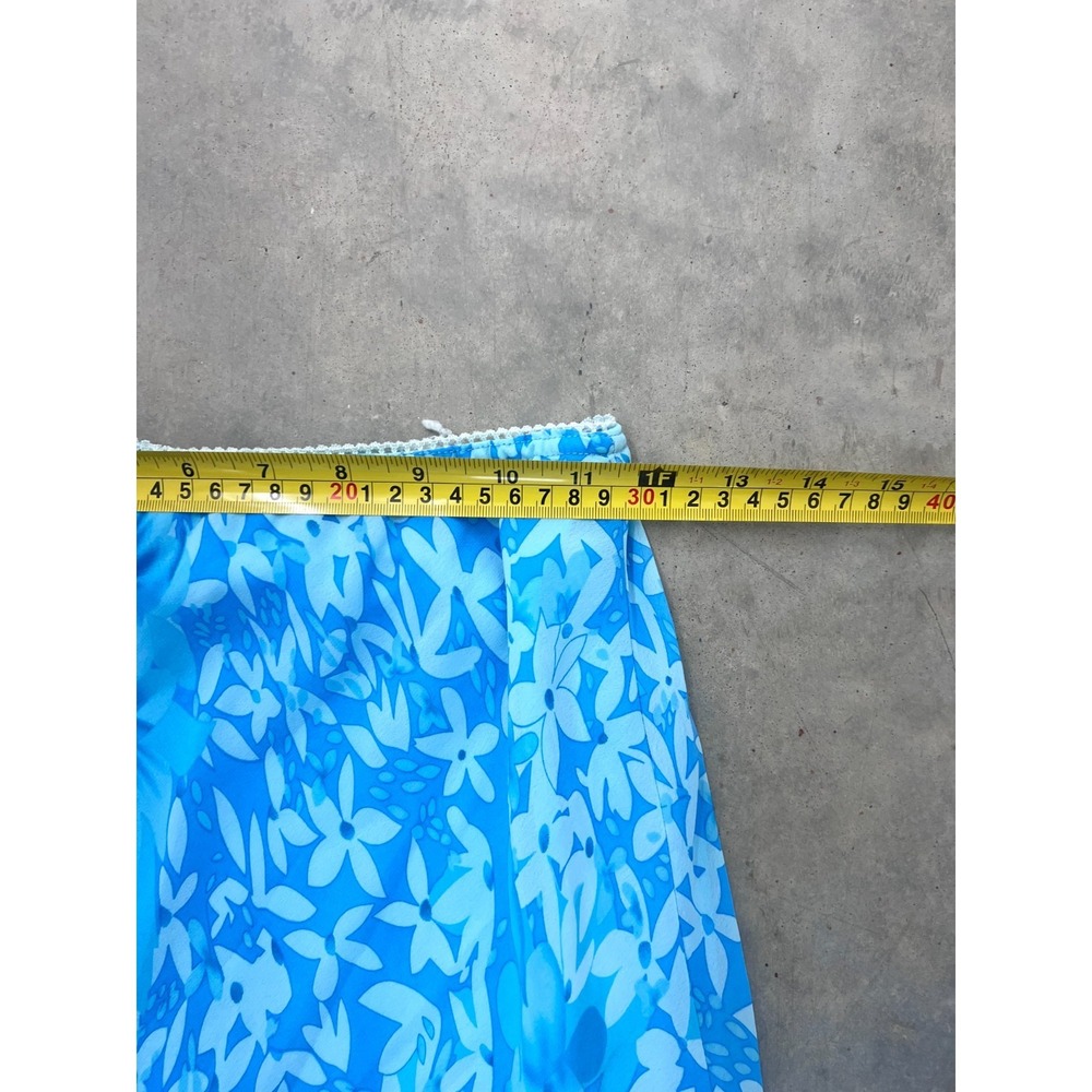 Vintage Mariposa A Line Maxi Skirt Women 12" Waist Blue Floral Print Boho Summer - Picture 2 of 4